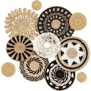 11 Pcs Boho Wall Basket Decor Decorative Bulrush Woven Basket Wall Decor